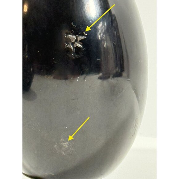 Mid Century Takahashi Black Lacquered Teardrop Salt & Pepper Shakers Japan FLAWS - Picture 8 of 14